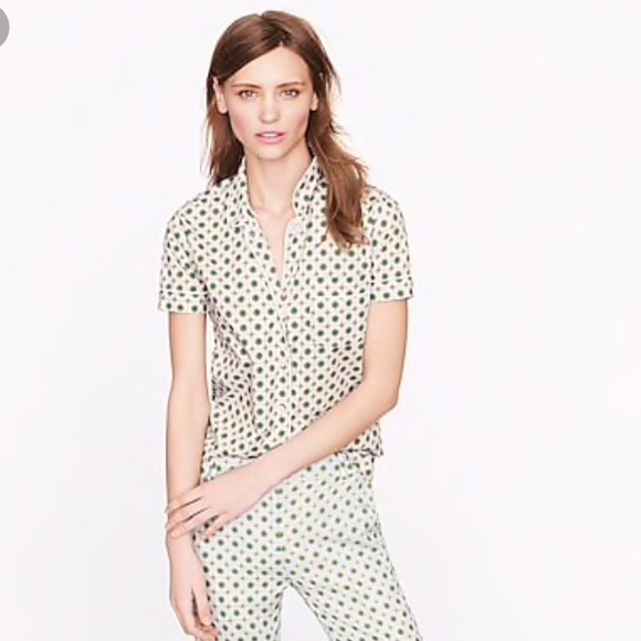 Jcrew Frost Foulard Short Sleeve Shirt In Size 0 - Picture 1 of 2